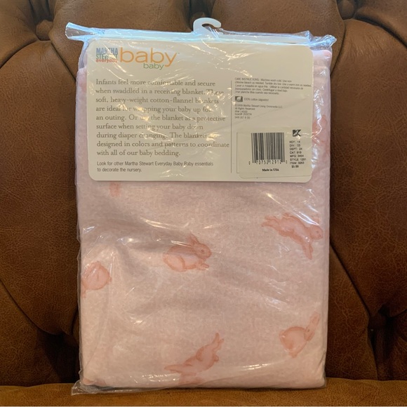 VTG NWT 90s Y2K Martha Stewart baby receiving blankets pink bunnies NEW NOS - Picture 3 of 5